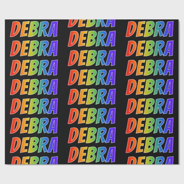 Papier Cadeau Rainbow Prénom "DEBRA"; Amusant et coloré (Plat)