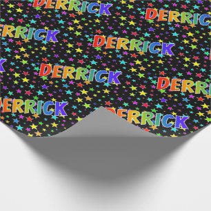 Papier Cadeau Rainbow Prénom "DERRICK" + Stars