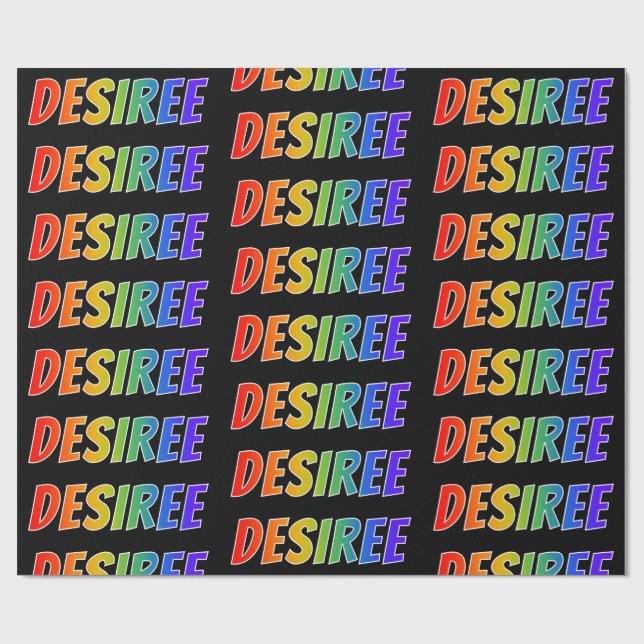 Papier Cadeau Rainbow Prénom "DESIREE"; Amusant et coloré (Plat)
