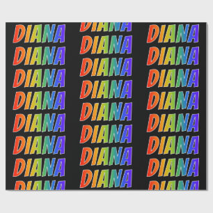Papier Cadeau Rainbow Prénom "DIANA"; Amusant et coloré