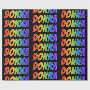 Papier Cadeau Rainbow Prénom "DONNA"; Amusant et coloré