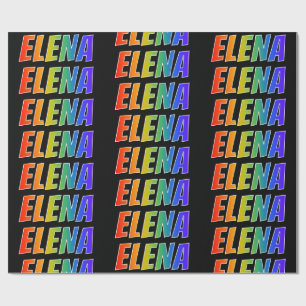 Papier Cadeau Rainbow Prénom "ELENA"; Amusant et coloré