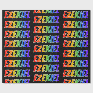 Papier Cadeau Rainbow Prénom "EZEKIEL"; Amusant et coloré