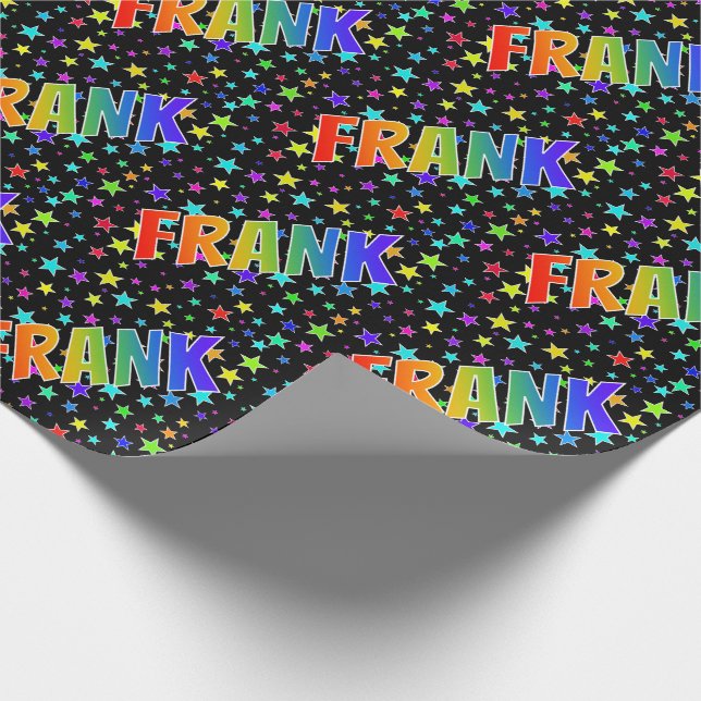 Papier Cadeau Rainbow Prénom "FRANK" + Stars (Coin)