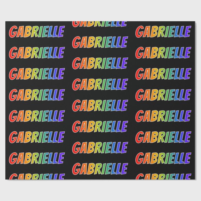 Papier Cadeau Rainbow Prénom "GABRIELLE"; Amusant et coloré (Plat)