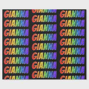 Papier Cadeau Rainbow Prénom "GIANNA"; Amusant et coloré