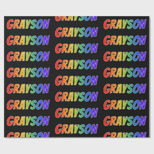 Papier Cadeau Rainbow Prénom "GRAYSON"; Amusant et coloré