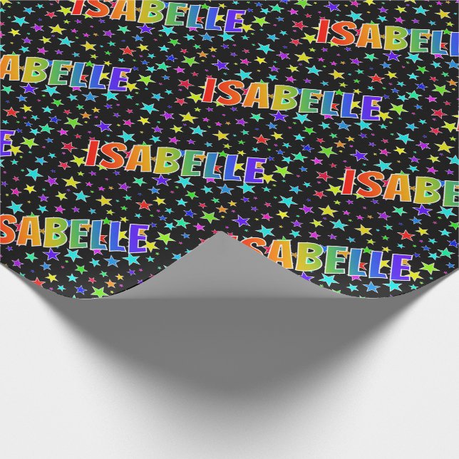 Papier Cadeau Rainbow Prénom "ISABELLE" + Stars (Coin)