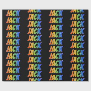 Papier Cadeau Rainbow prénom "JACK"; amusant et coloré