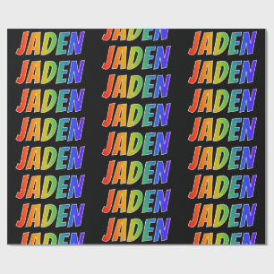 Papier Cadeau Rainbow Prénom "JADEN"; Amusant et coloré