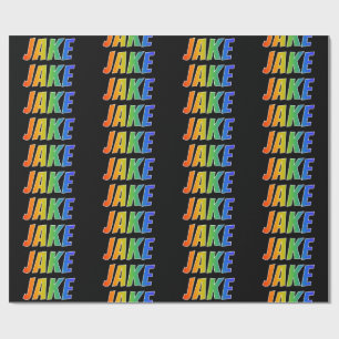 Papier Cadeau Rainbow Prénom "JAKE"; Amusant et coloré