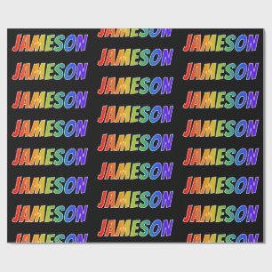 Papier Cadeau Rainbow Prénom "JAMESON"; Amusant et coloré