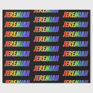 Papier Cadeau Rainbow Prénom "JEREMIAH"; Amusant et coloré