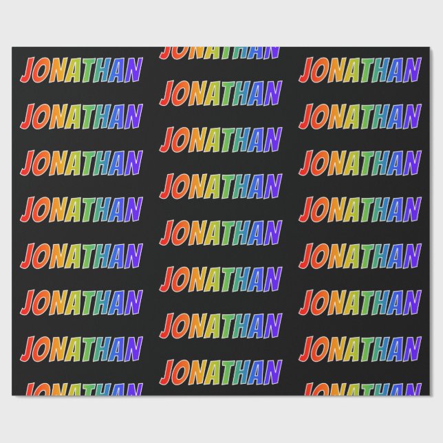 Papier Cadeau Rainbow Prénom "JONATHAN"; Amusant et coloré (Plat)