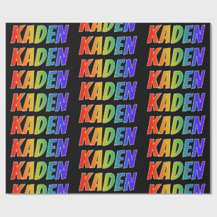 Papier Cadeau Rainbow Prénom "KADEN"; Amusant et coloré