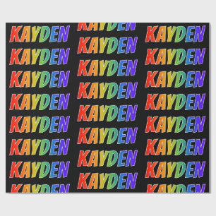 Papier Cadeau Rainbow Prénom "KAYDEN"; Amusant et coloré