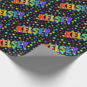 Papier Cadeau Rainbow Prénom "KELSEY" + Stars