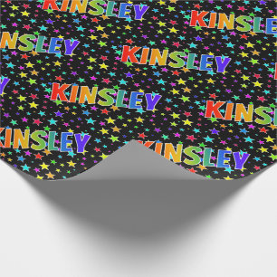 Papier Cadeau Rainbow Prénom "KINSLEY" + Stars