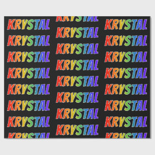 Papier Cadeau Rainbow prénom "KRYSTAL"; Amusant et coloré