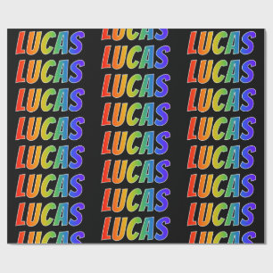 Papier Cadeau Rainbow Prénom "LUCAS"; Amusant et coloré