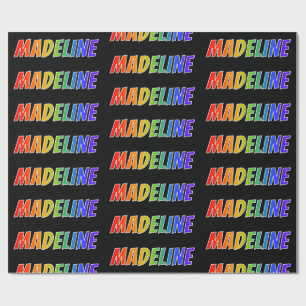 Papier Cadeau Rainbow prénom "MADELINE"; Amusant et coloré