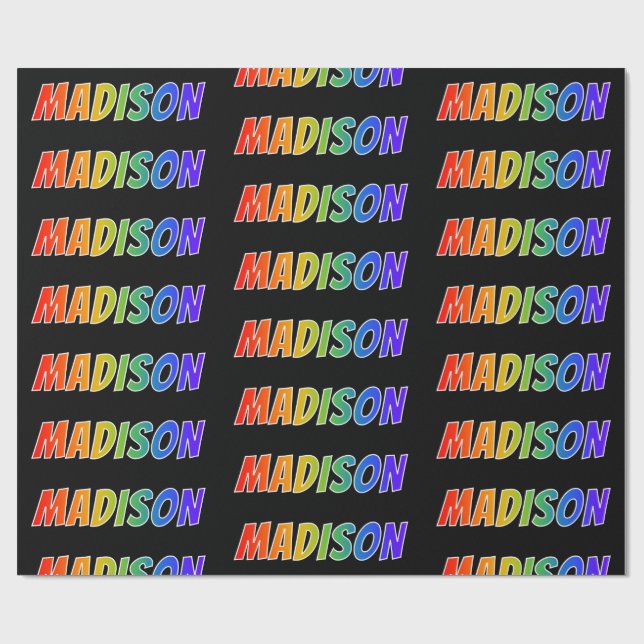 Papier Cadeau Rainbow Prénom "MADISON"; Amusant et coloré (Plat)