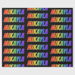 Papier Cadeau Rainbow prénom "MIKAYLA"; Amusant et coloré
