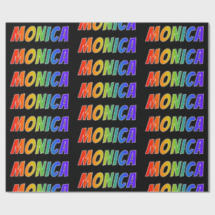 Papier Cadeau Rainbow Prénom "MONICA"; Amusant et coloré
