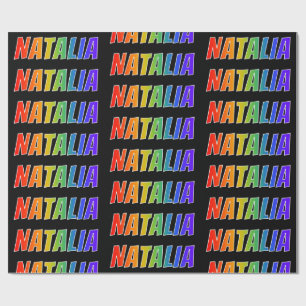 Papier Cadeau Rainbow Prénom "NATALIA"; Amusant et coloré