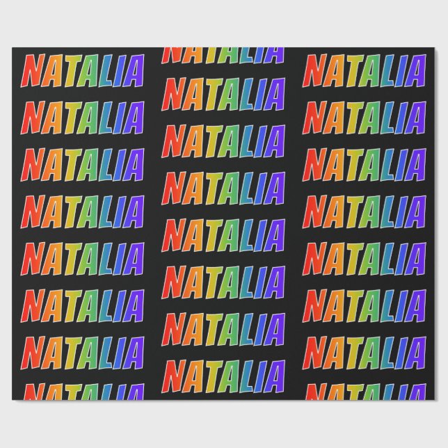 Papier Cadeau Rainbow Prénom "NATALIA"; Amusant et coloré (Plat)