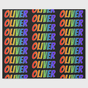 Papier Cadeau Rainbow Prénom "OLIVER"; Amusant et coloré