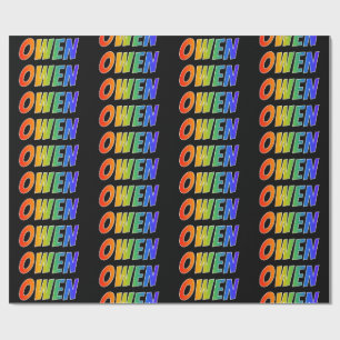 Papier Cadeau Rainbow Prénom "OWEN"; Amusant et coloré