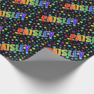 Papier Cadeau Rainbow Prénom "PAISLEY" + Stars