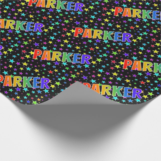Papier Cadeau Rainbow Prénom "PARKER" + Stars (Coin)