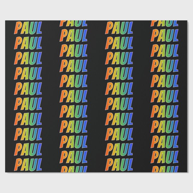 Papier Cadeau Rainbow Prénom "PAUL"; Amusant et coloré (Plat)