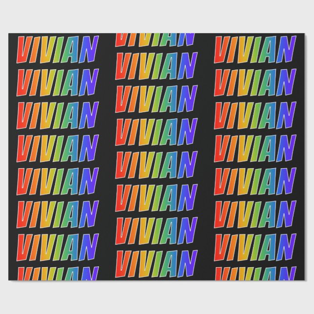 Papier Cadeau Rainbow Prénom "VIVIAN"; Amusant et coloré (Plat)