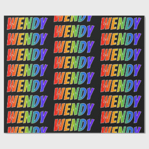 Papier Cadeau Rainbow Prénom "WENDY"; Amusant et coloré