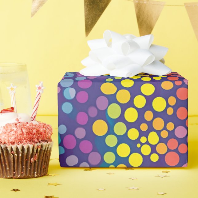 Papier Cadeau Rainbow Wonky Pois (Fête d'anniversaire)