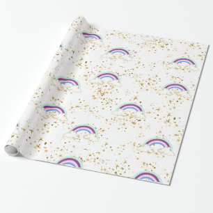 Papier Cadeau Rainbows Nuages Et Étoiles