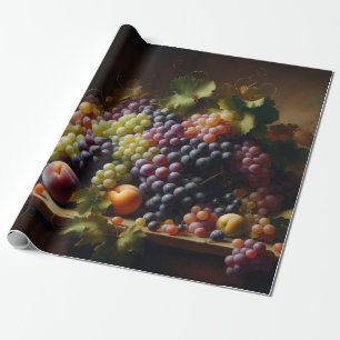 Papier Cadeau Raisins et fruits Peinture à vie morte