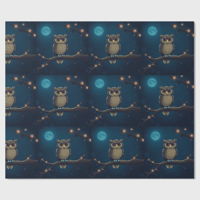 Papier Cadeau Rappage cadeau de hibou (Plat)