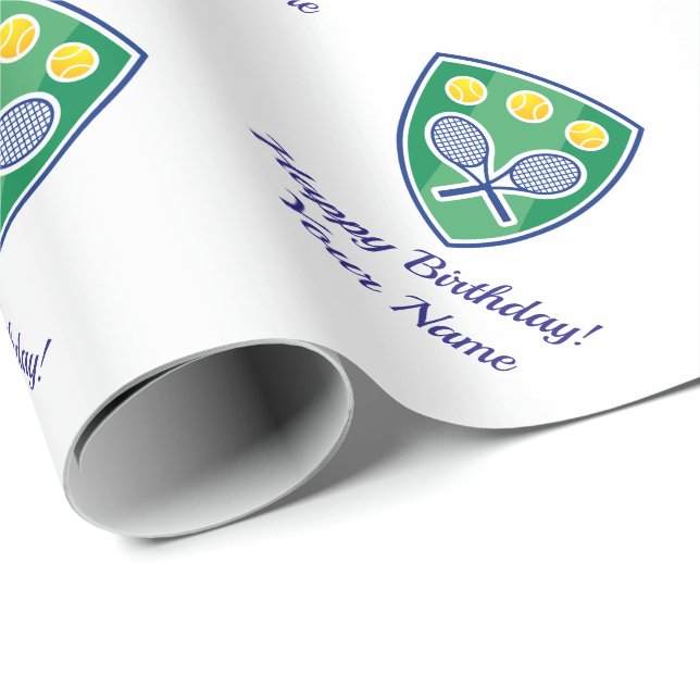 Papier Cadeau Raquettes de tennis traversées sports Anniversaire (Coin rond)