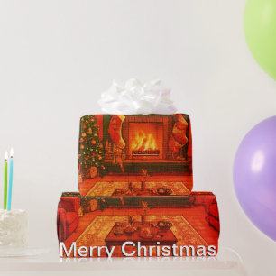 Papier Cadeau Rassemblement de famille de Noël cosy