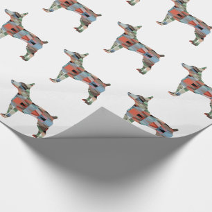 Papier Cadeau Rat Terrier Chien race Geo Silhouette Plaid