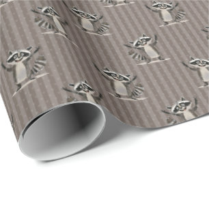 Papier Cadeau Raton laveur marron petite échelle pour l'artisana
