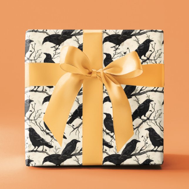 Papier Cadeau Raven Halloween Crow automne (Créateur téléchargé)