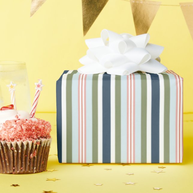 Papier Cadeau Rayé Bonbons d'Hiver (Fête d'anniversaire)