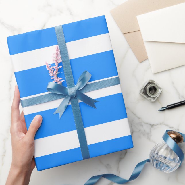 Papier Cadeau Rayé Horizontal Classique Bleu et Blanc des Dodger (Cadeaux)