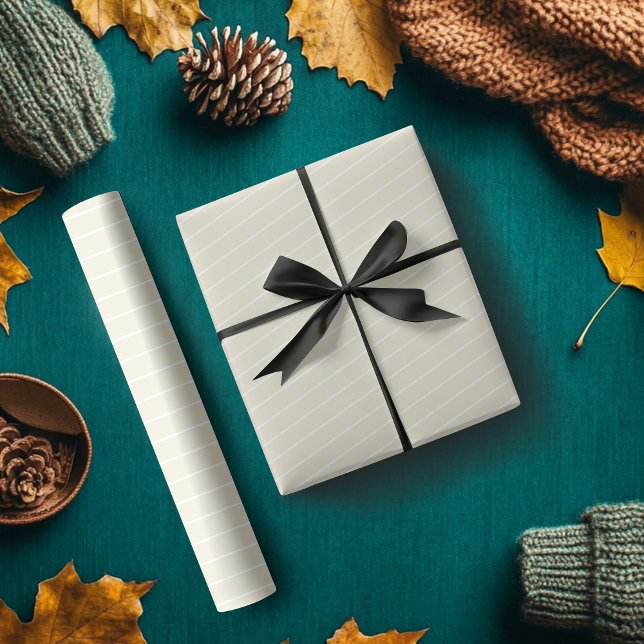 Papier Cadeau Rayé horizontal fin blanc perle (Créateur téléchargé)