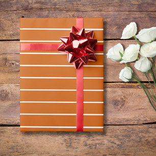 Papier Cadeau Rayé horizontal fin orange brûlé et blanc